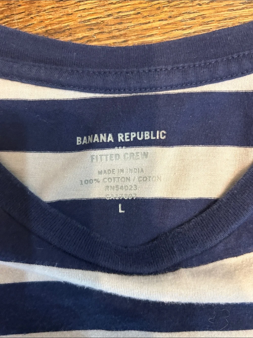 Banana Republic Navy, White & Green Striped Short Sleeve Tee